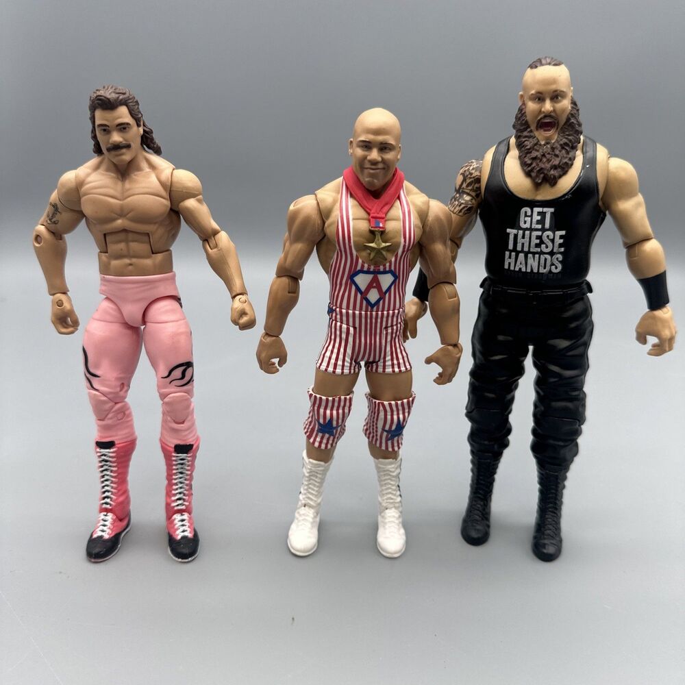 WWE Mattel Elite Figure Bundle Rick Rude, Kurt Angle Summer Slam, Braun Strowman